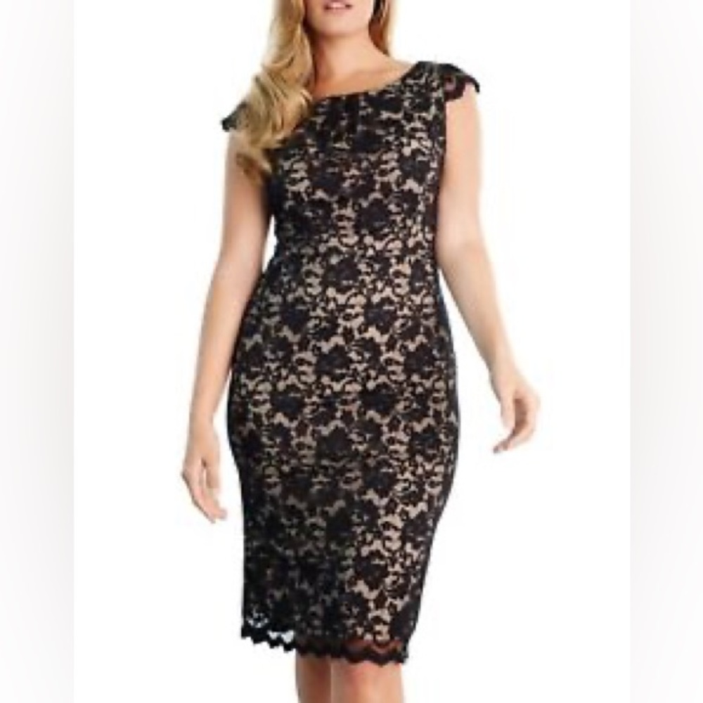 ABS STRETCH LACE MIDI LENGTH DRESS